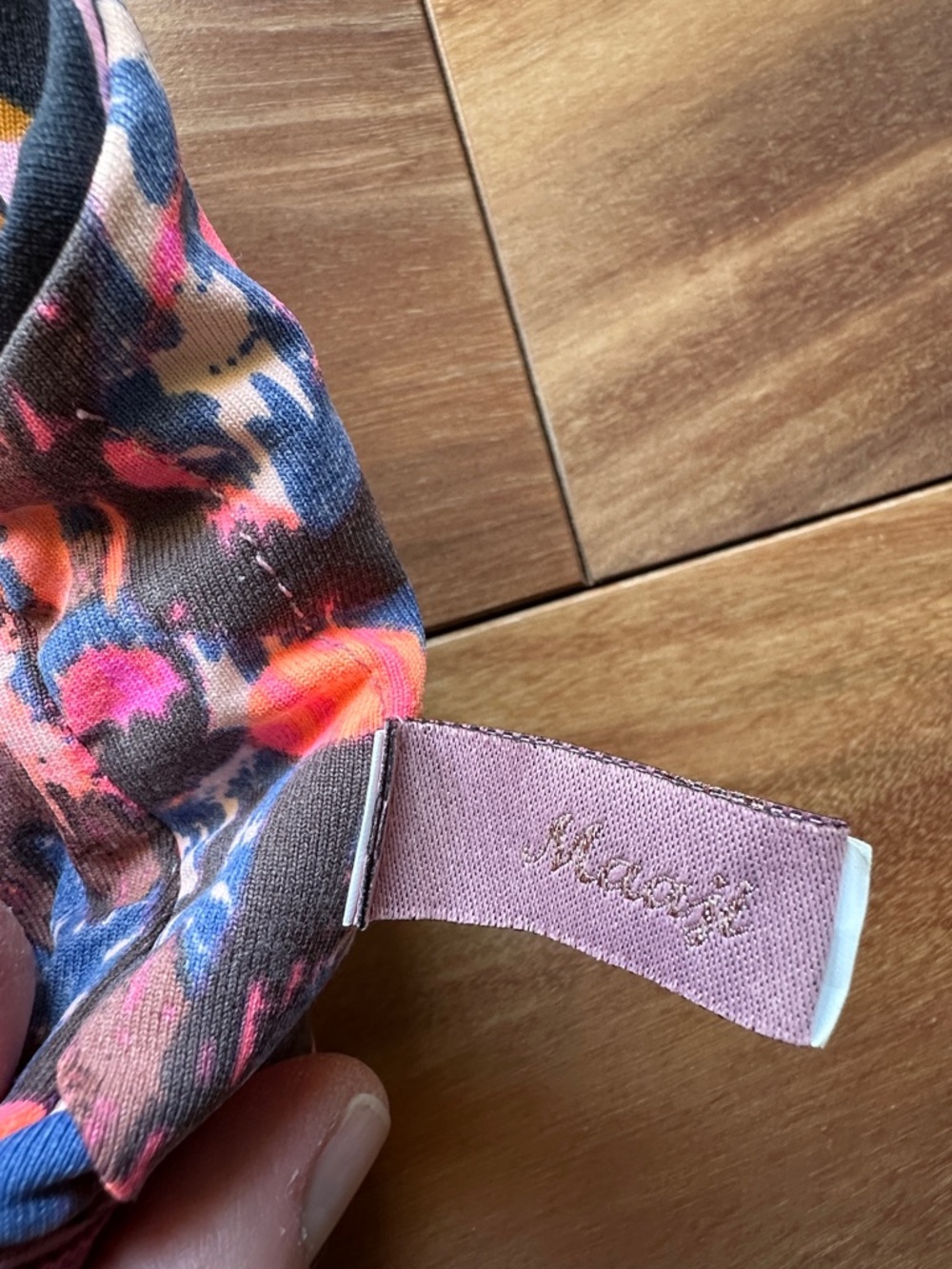 Maaji Strappy Tropical Print Swim Top - Plum Pink L - Picture 4 of 7